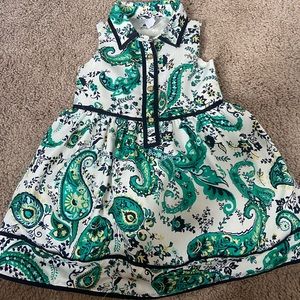 Janie and Jack green and white paisley dress 12m